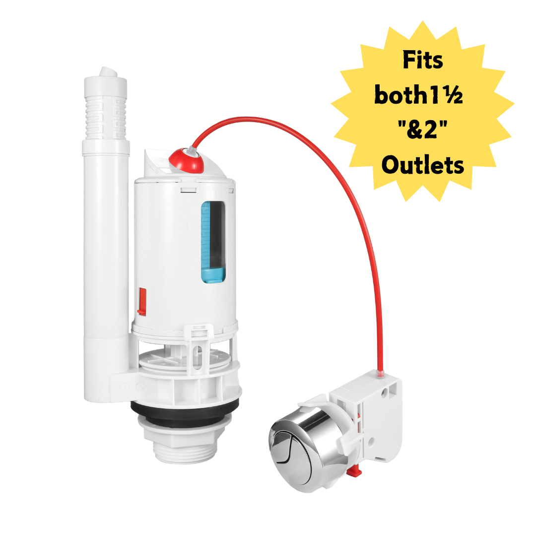 Universal 1.5" & 2" Dual Flush Valve with Cable Button | Toilet Repair Solution